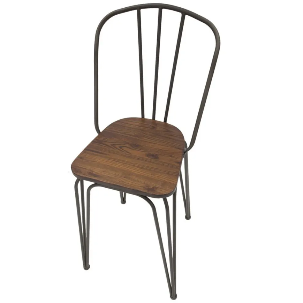 Moderner Designhocker im Industriestil aus Eisen und Holz, 2 Stück - Erika