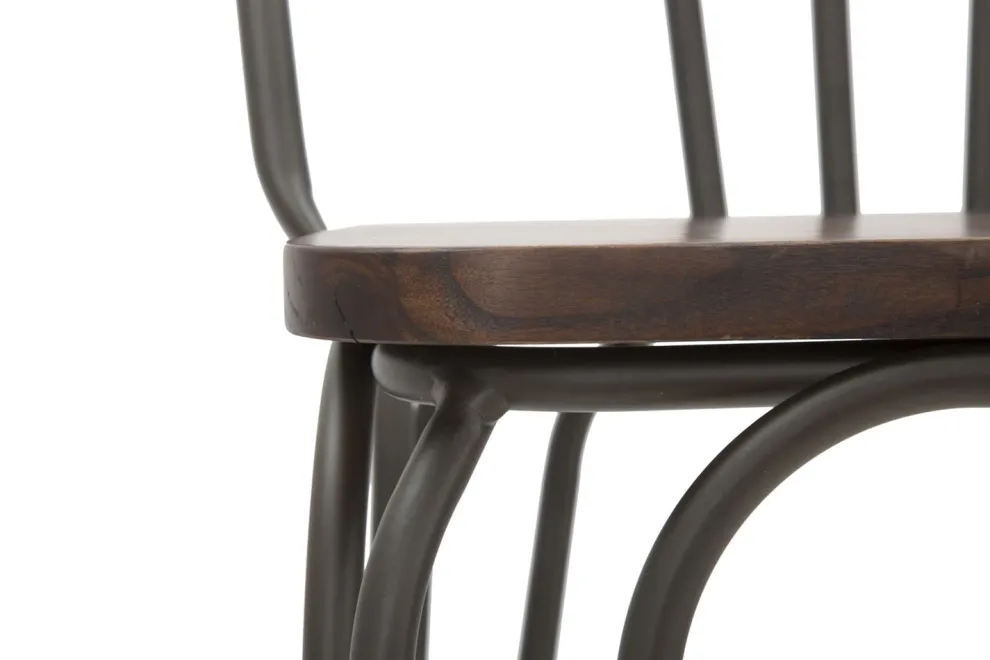 Moderner Designhocker im Industriestil aus Eisen und Holz, 2 Stück - Erika