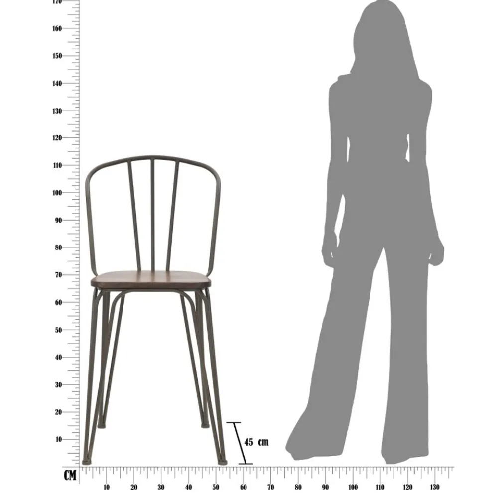 Moderner Designhocker im Industriestil aus Eisen und Holz, 2 Stück - Erika
