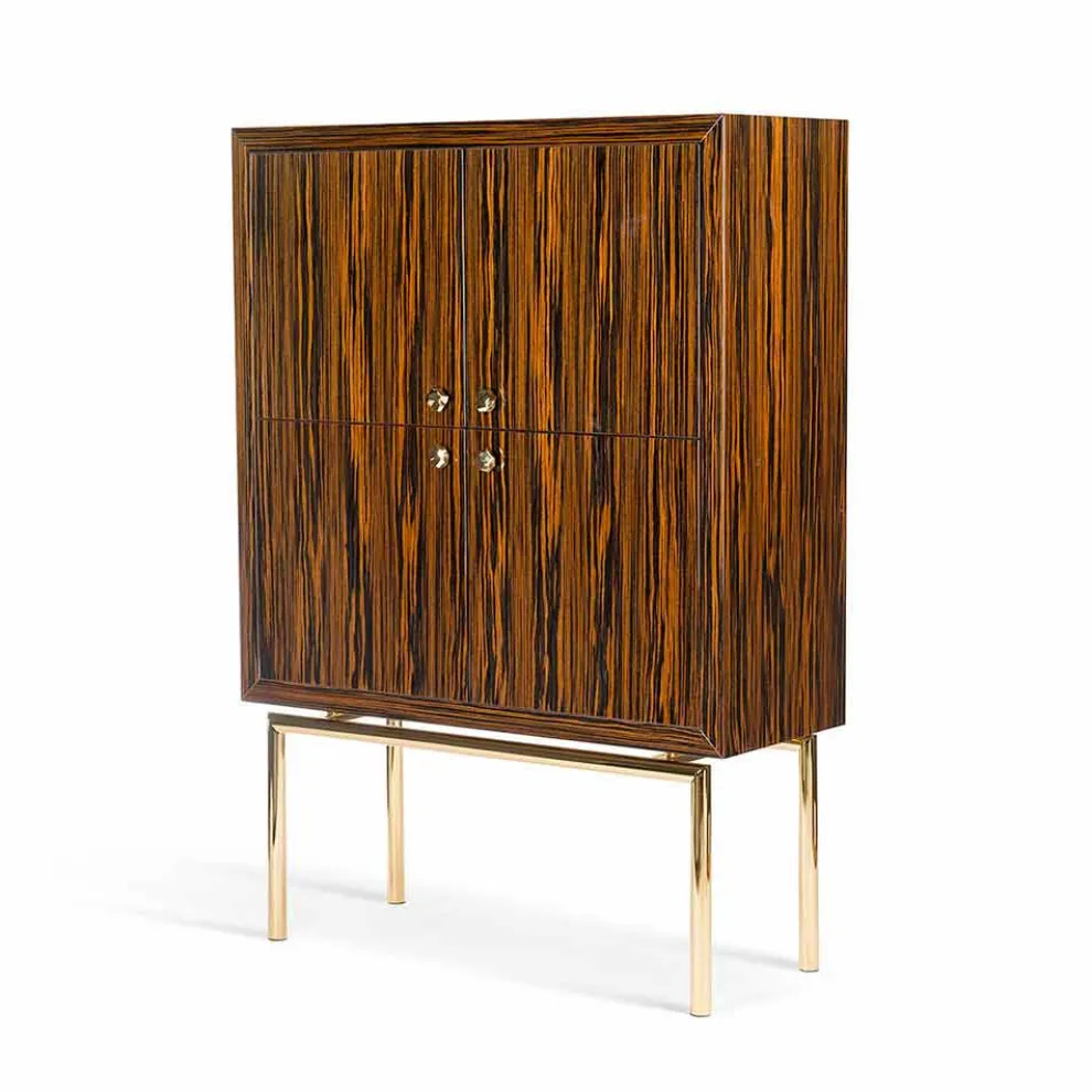 Moderner Designschrank Ada mit 4 Türen, aus Ebenholz, Hochglanz-Finish