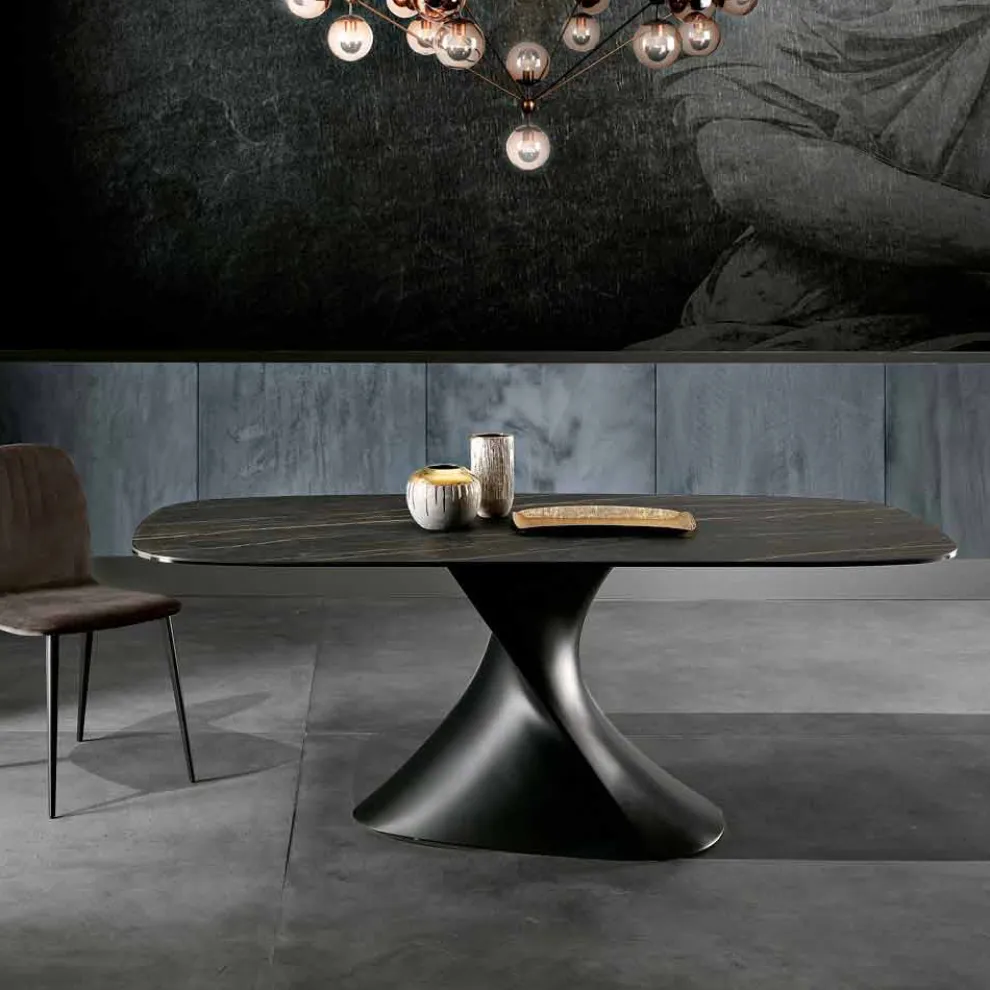 Moderner Designtisch aus Glaskeramik made in Italy, Clark