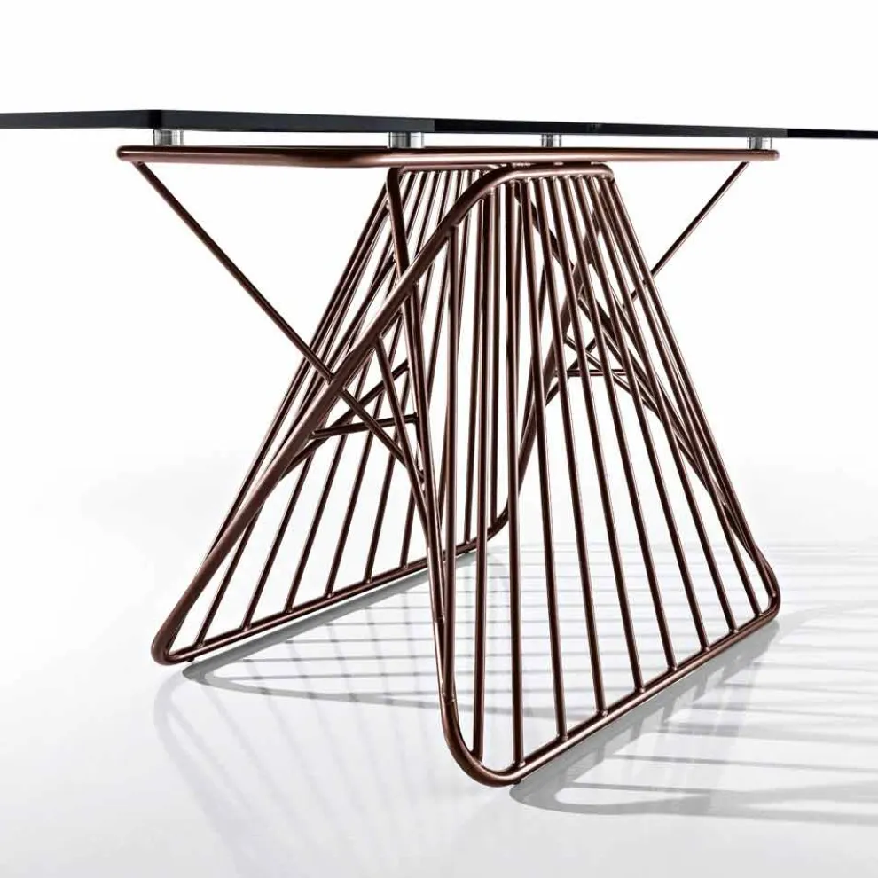 Moderner Designtisch aus gehärtetem Glas, hergestellt in Italien, Mitia