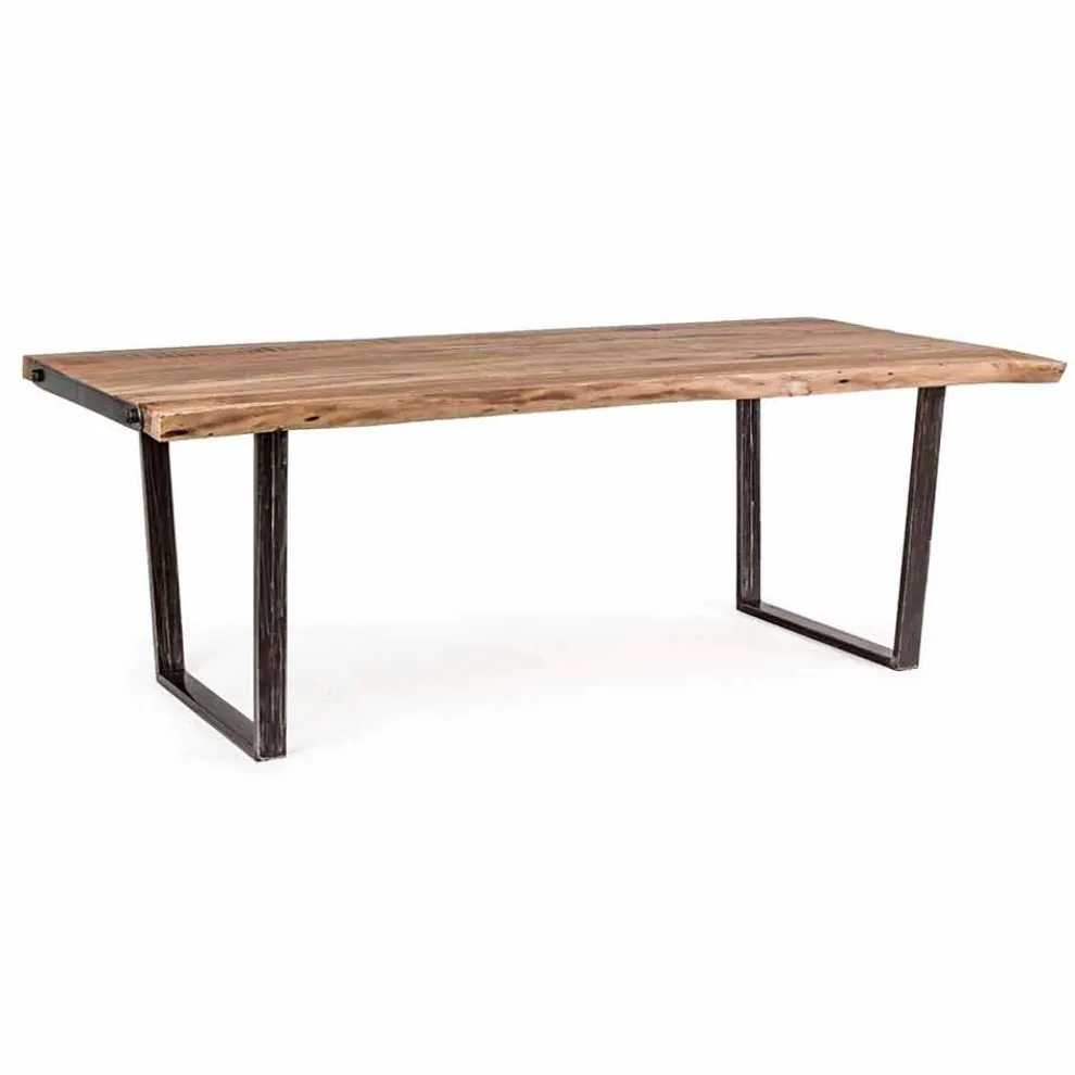 Moderner Esstisch aus Akazienholz und Homemotion Steel - Bingo