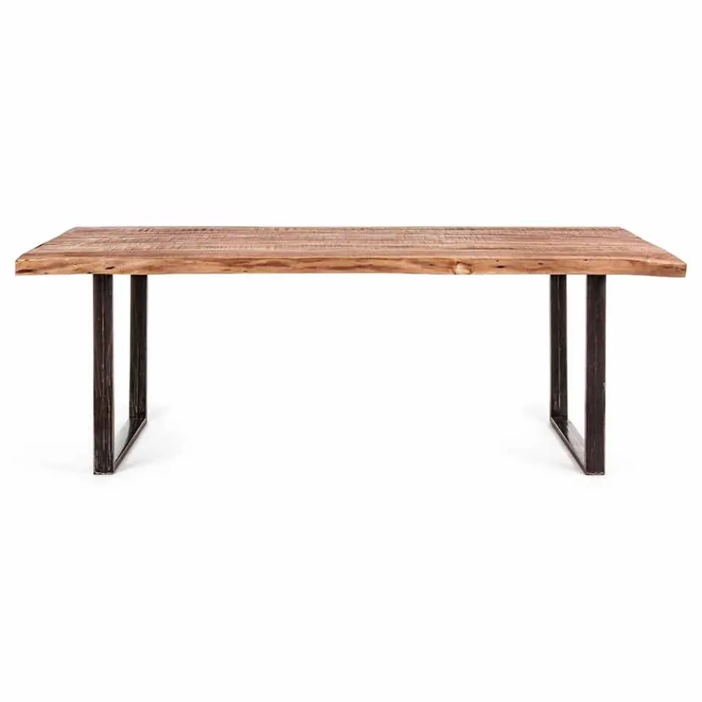 Moderner Esstisch aus Akazienholz und Homemotion Steel - Bingo