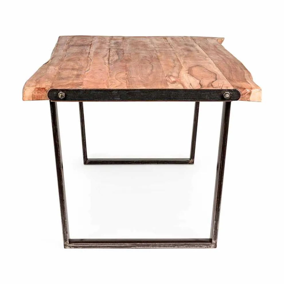 Moderner Esstisch aus Akazienholz und Homemotion Steel - Bingo