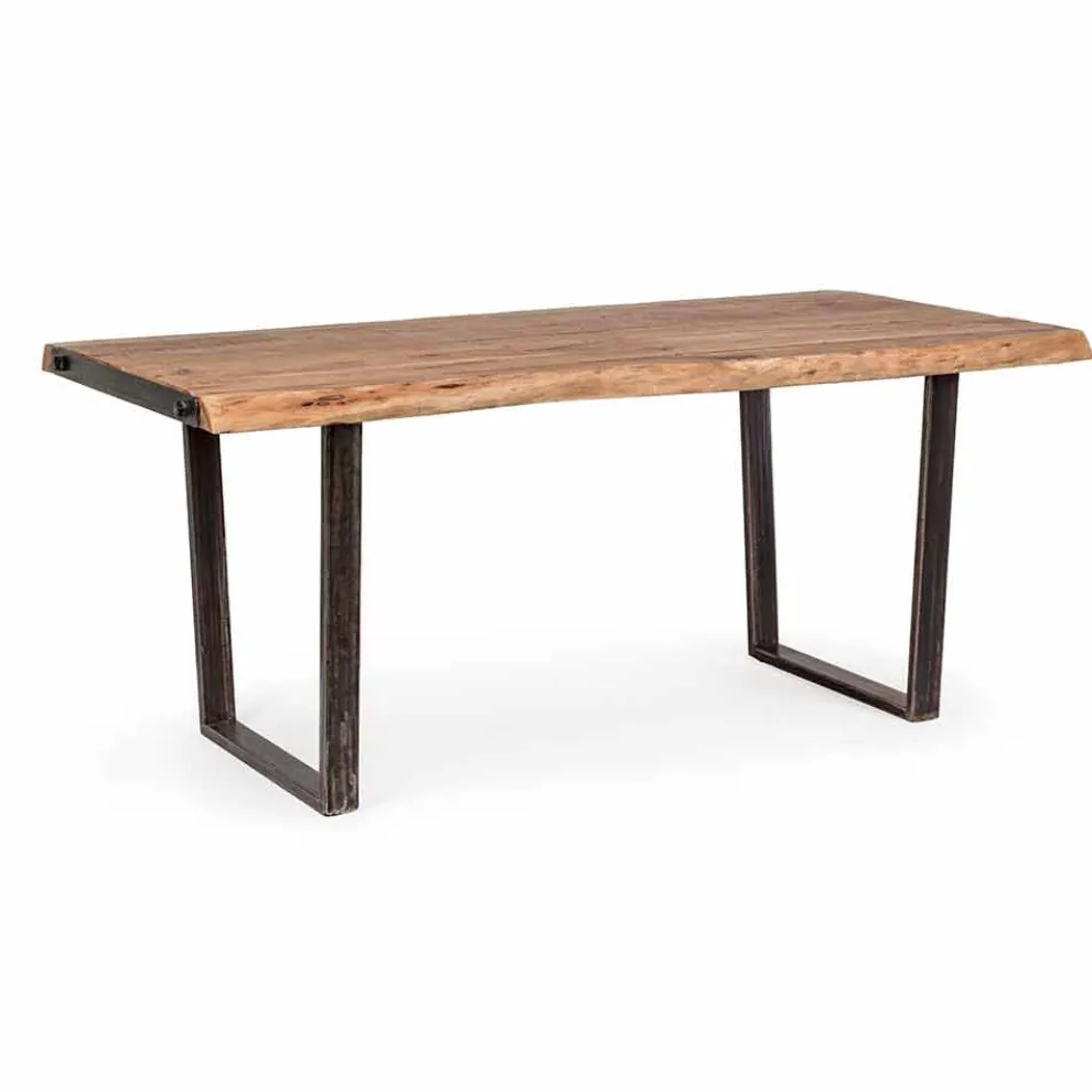 Moderner Esstisch aus Akazienholz und Homemotion Steel - Bingo