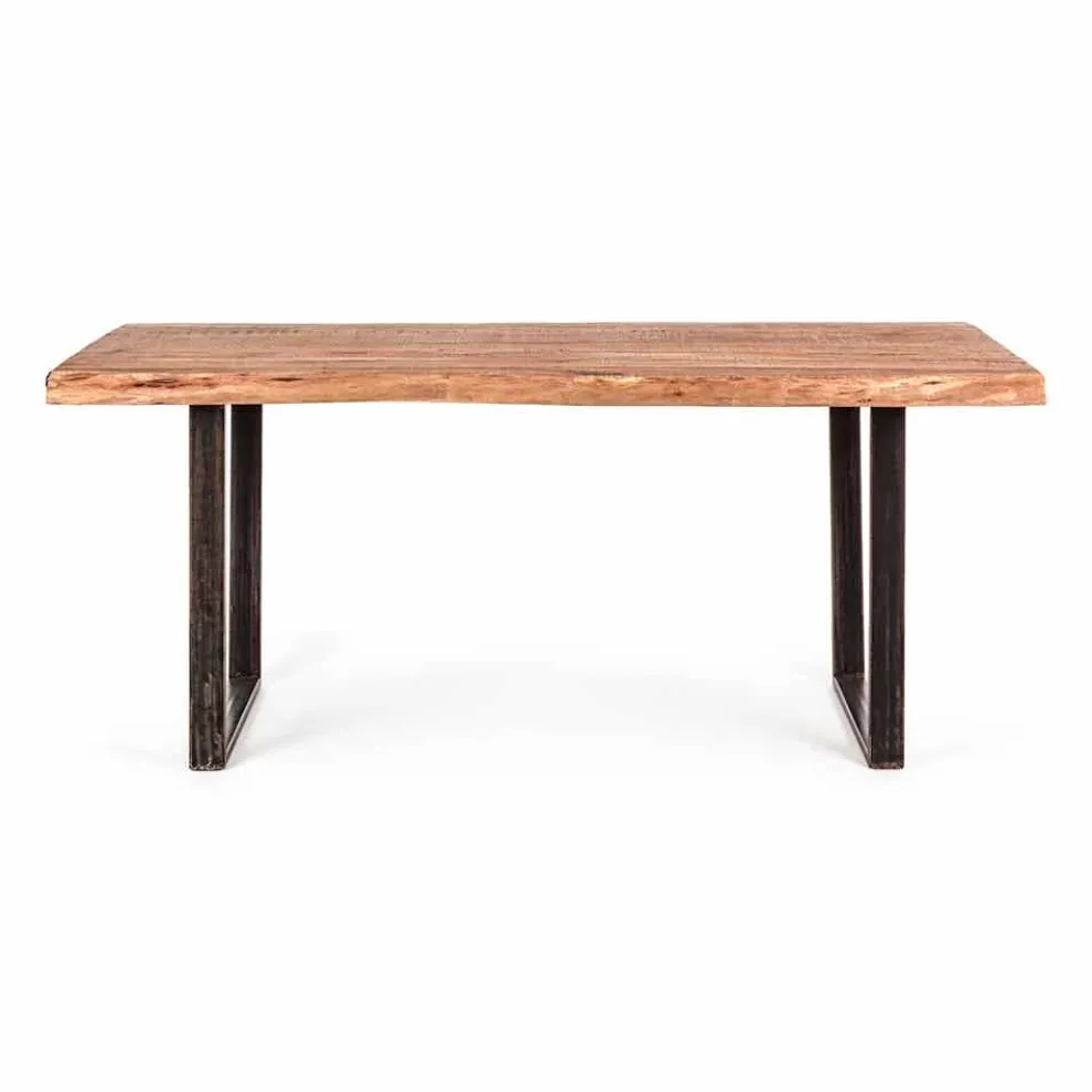 Moderner Esstisch aus Akazienholz und Homemotion Steel - Bingo