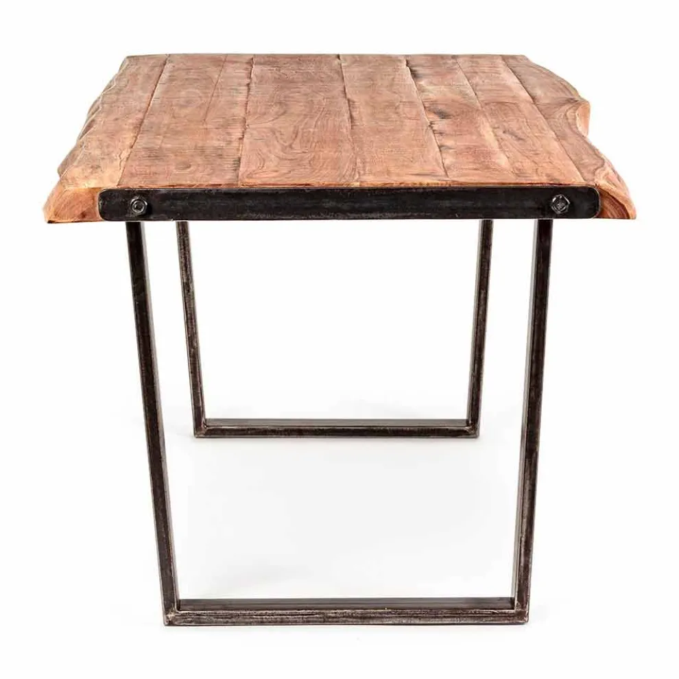 Moderner Esstisch aus Akazienholz und Homemotion Steel - Bingo