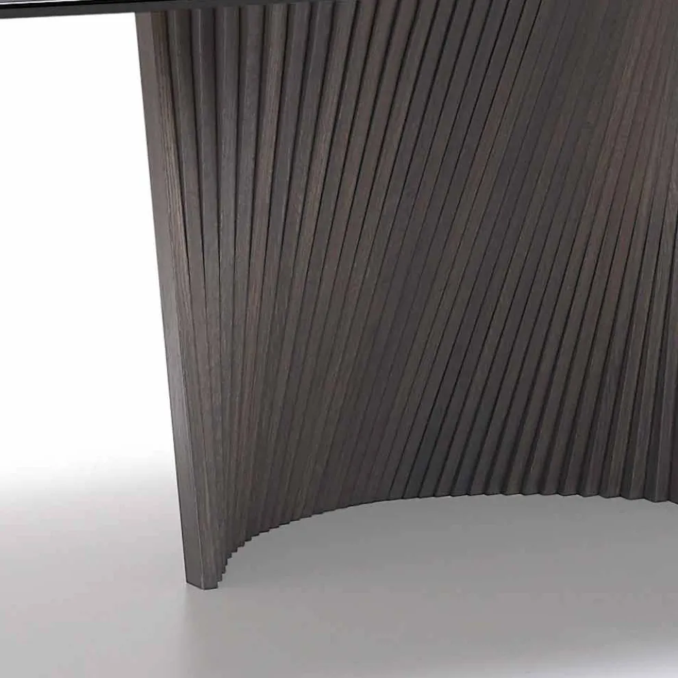 Moderner Esstisch mit Steingutplatte in Marmor Effekt made in Italy, Adrano