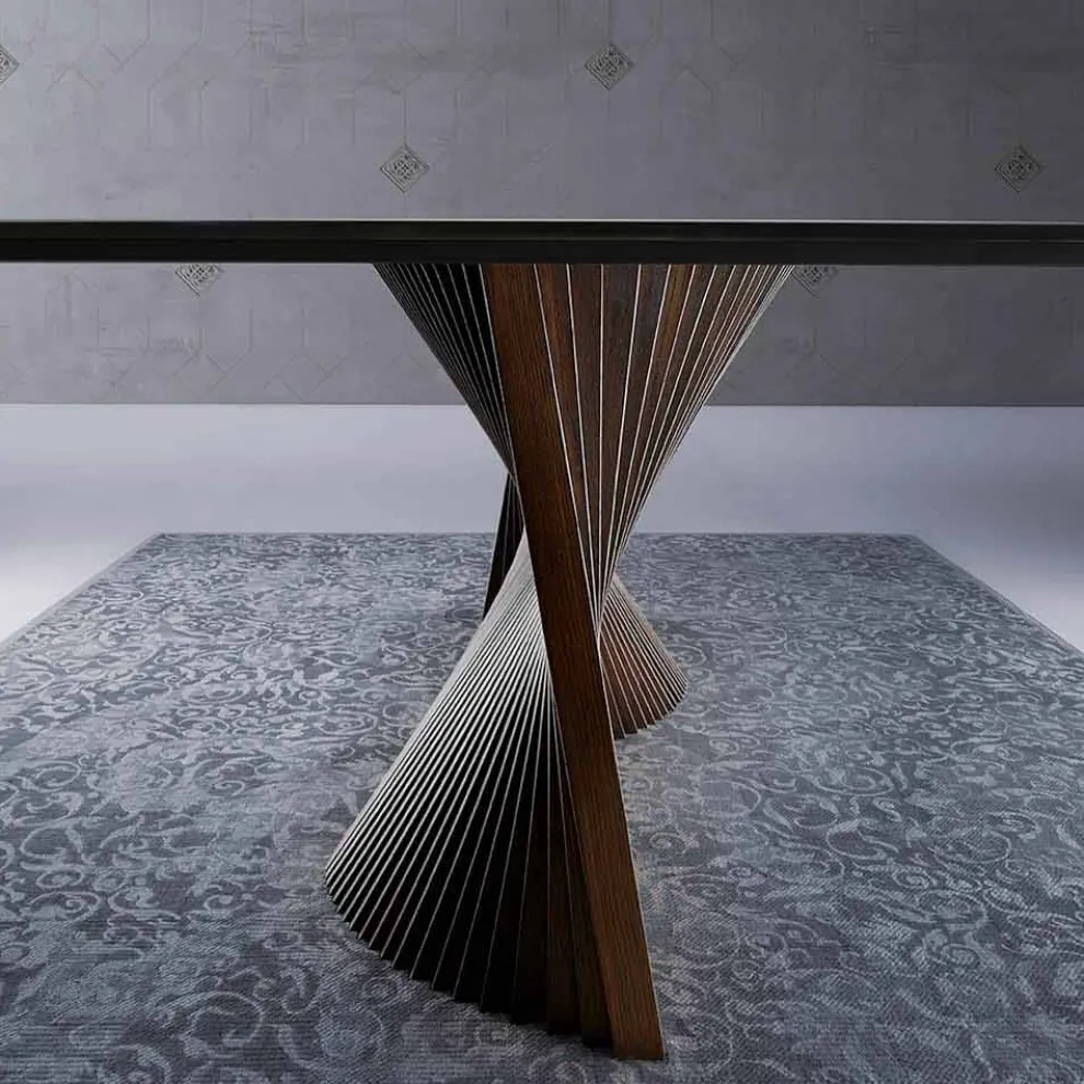 Moderner Esstisch mit Steingutplatte in Marmor Effekt made in Italy, Adrano