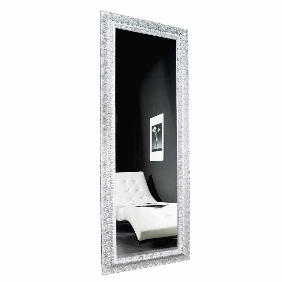 Moderner Gold / Silber Wandspiegel aus Holz hergestellt in Italien Teodoro