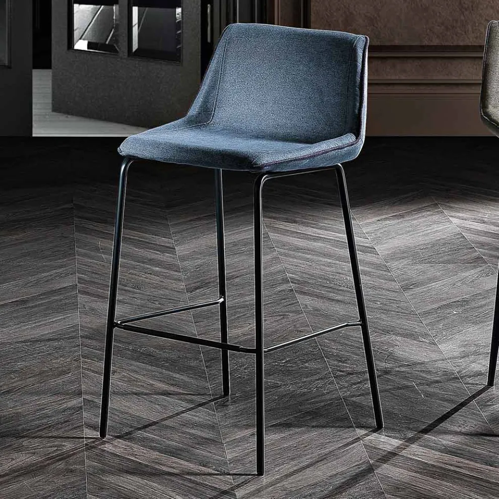 Moderner Hocker aus farbigem Metall und Stoff Made in Italy - Marianet