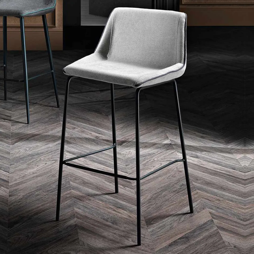 Moderner Hocker aus farbigem Metall und Stoff Made in Italy - Marianet