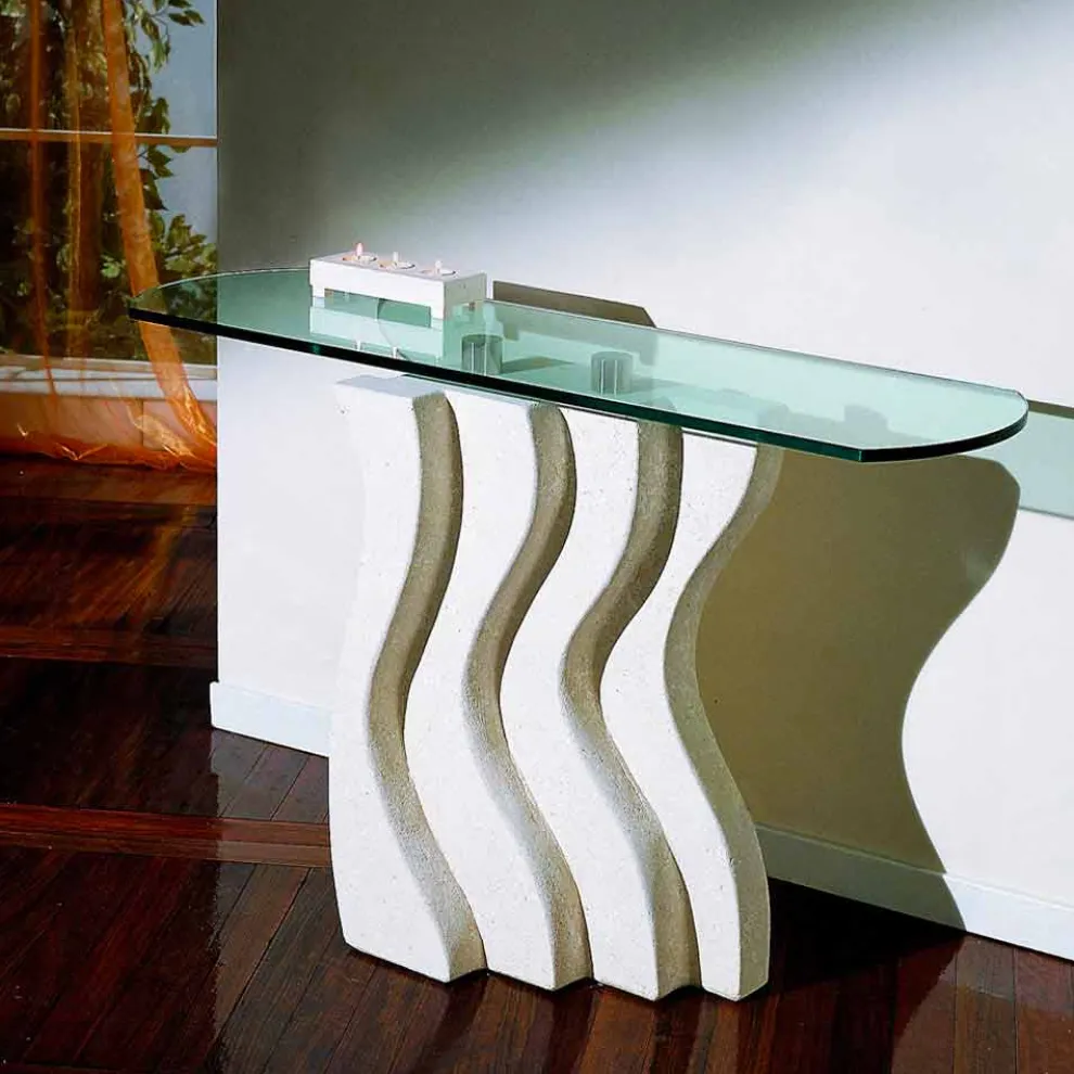 Moderner Konsolentisch aus Stein und Kristall Ciril