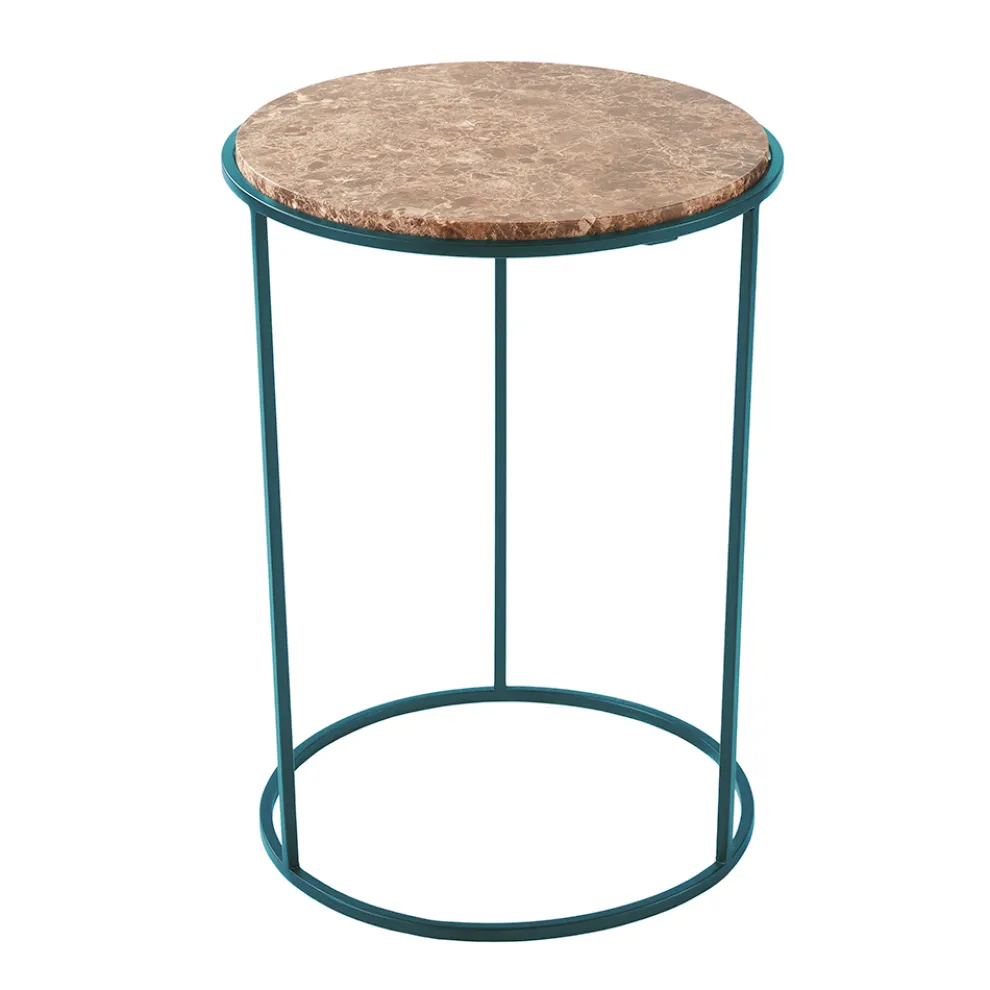 Moderner runder Couchtisch aus Metall und hochwertigem Marmor - Raphael