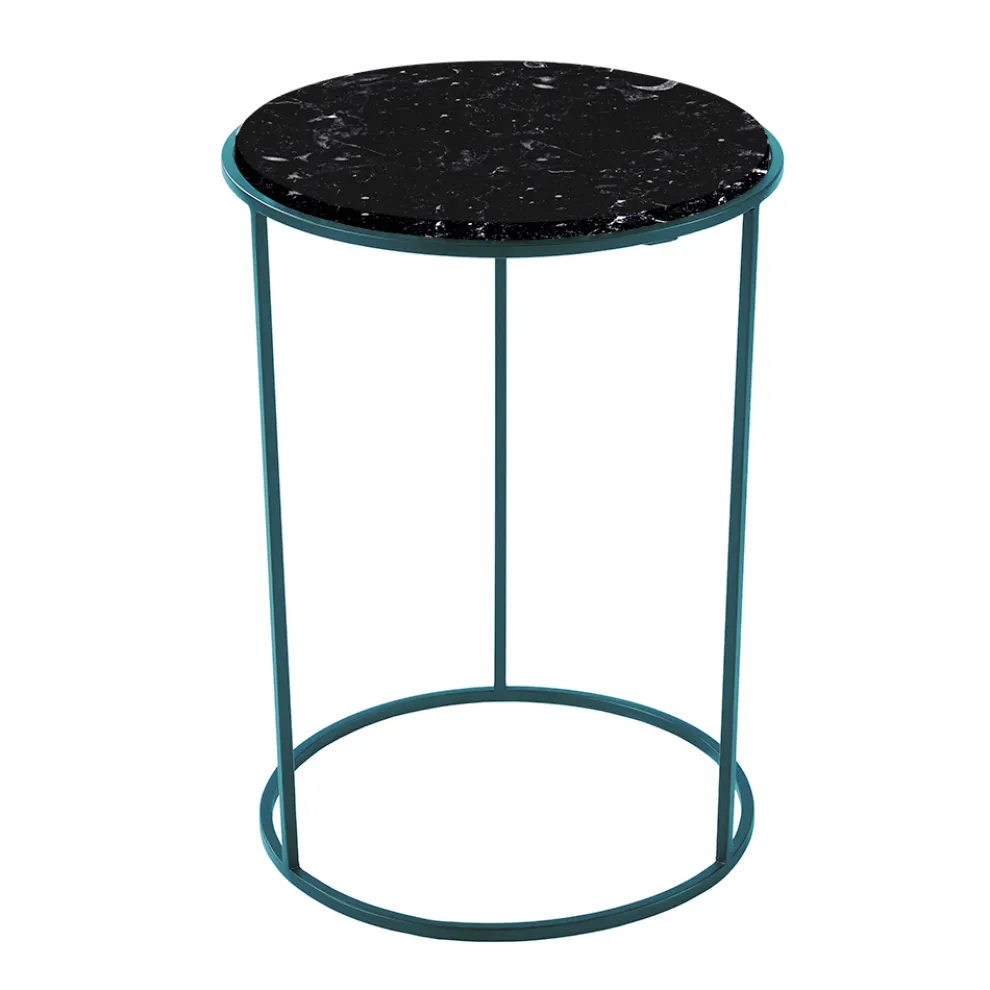 Moderner runder Couchtisch aus Metall und hochwertigem Marmor - Raphael