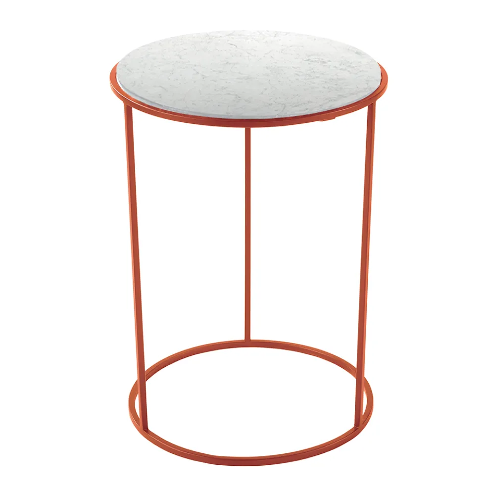 Moderner runder Couchtisch aus Metall und hochwertigem Marmor - Raphael