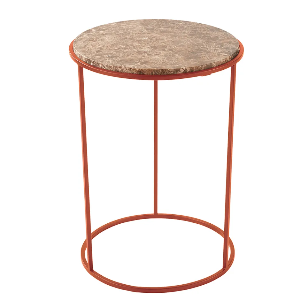 Moderner runder Couchtisch aus Metall und hochwertigem Marmor - Raphael