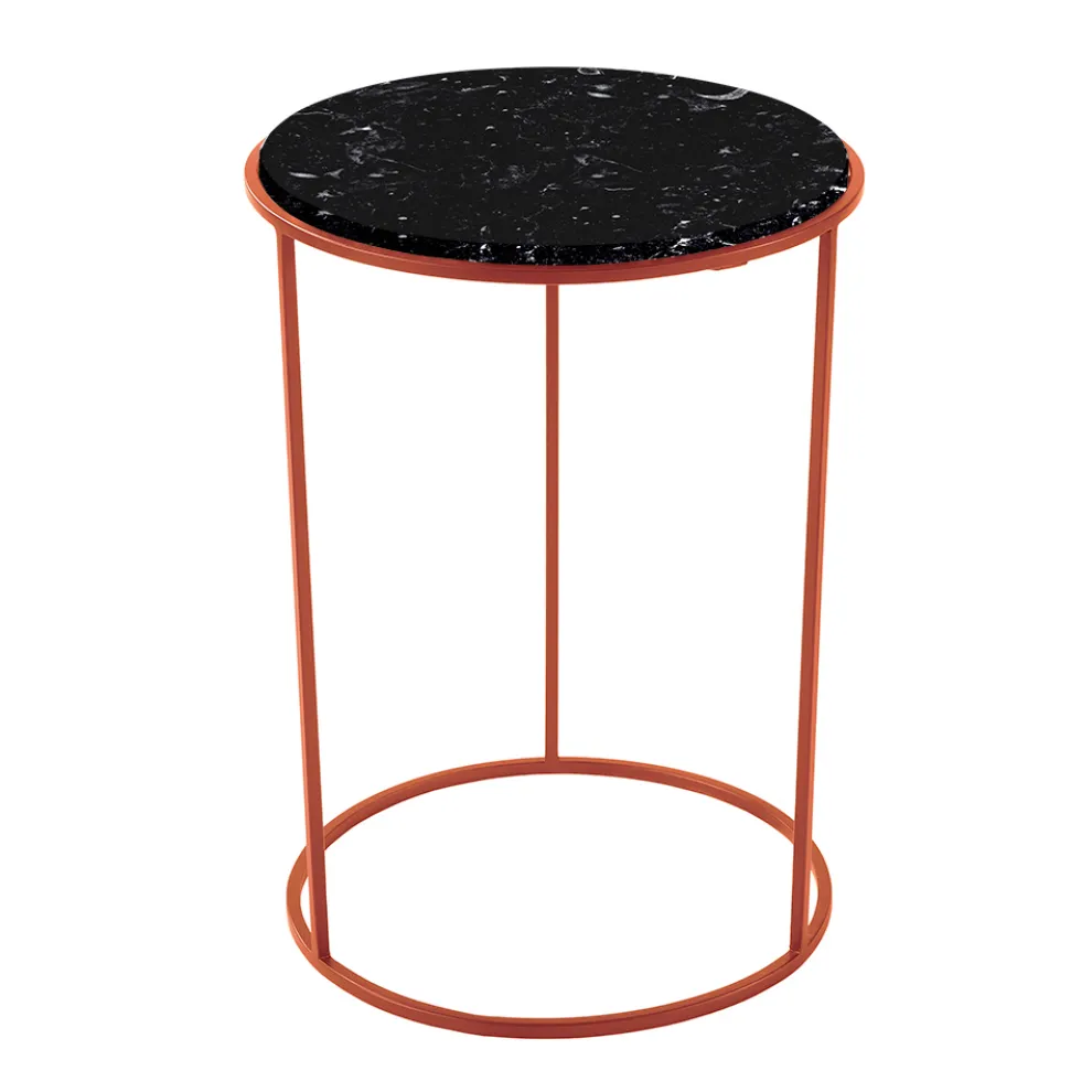 Moderner runder Couchtisch aus Metall und hochwertigem Marmor - Raphael