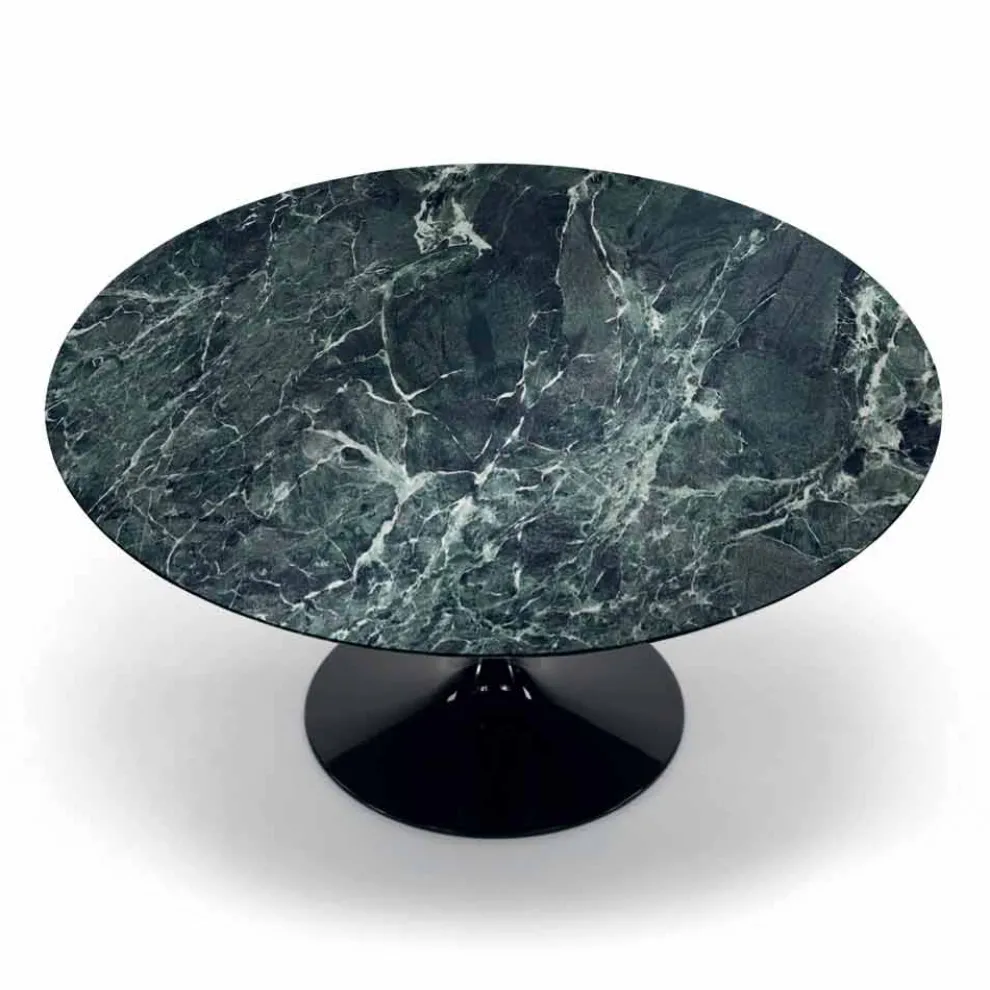 Moderner runder Tisch aus Carrara-Marmor und Marquinia, hergestellt in Italien – Dollars