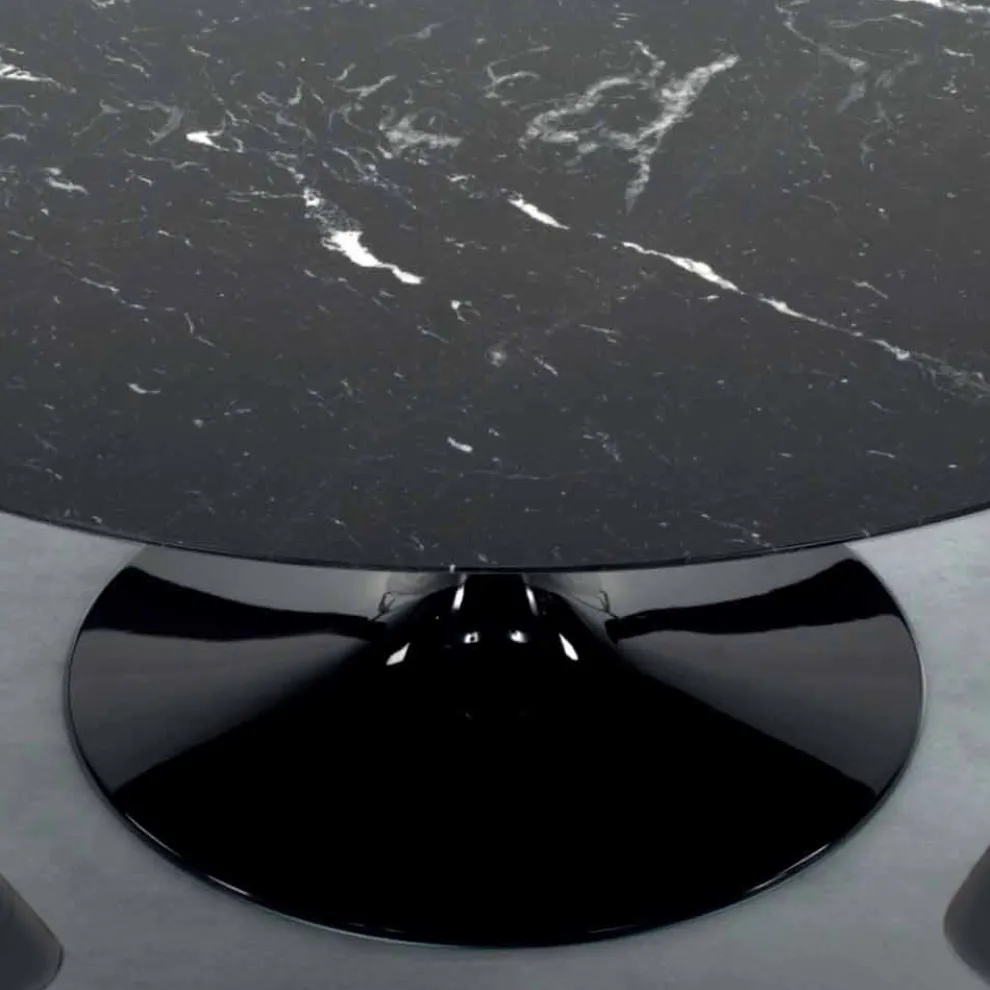 Moderner runder Tisch aus Carrara-Marmor und Marquinia, hergestellt in Italien – Dollars