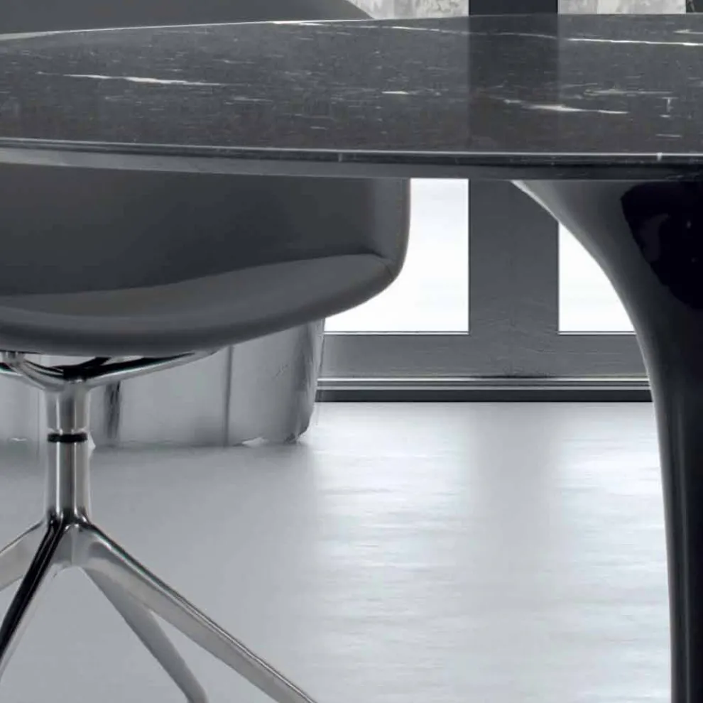 Moderner runder Tisch aus Carrara-Marmor und Marquinia, hergestellt in Italien – Dollars