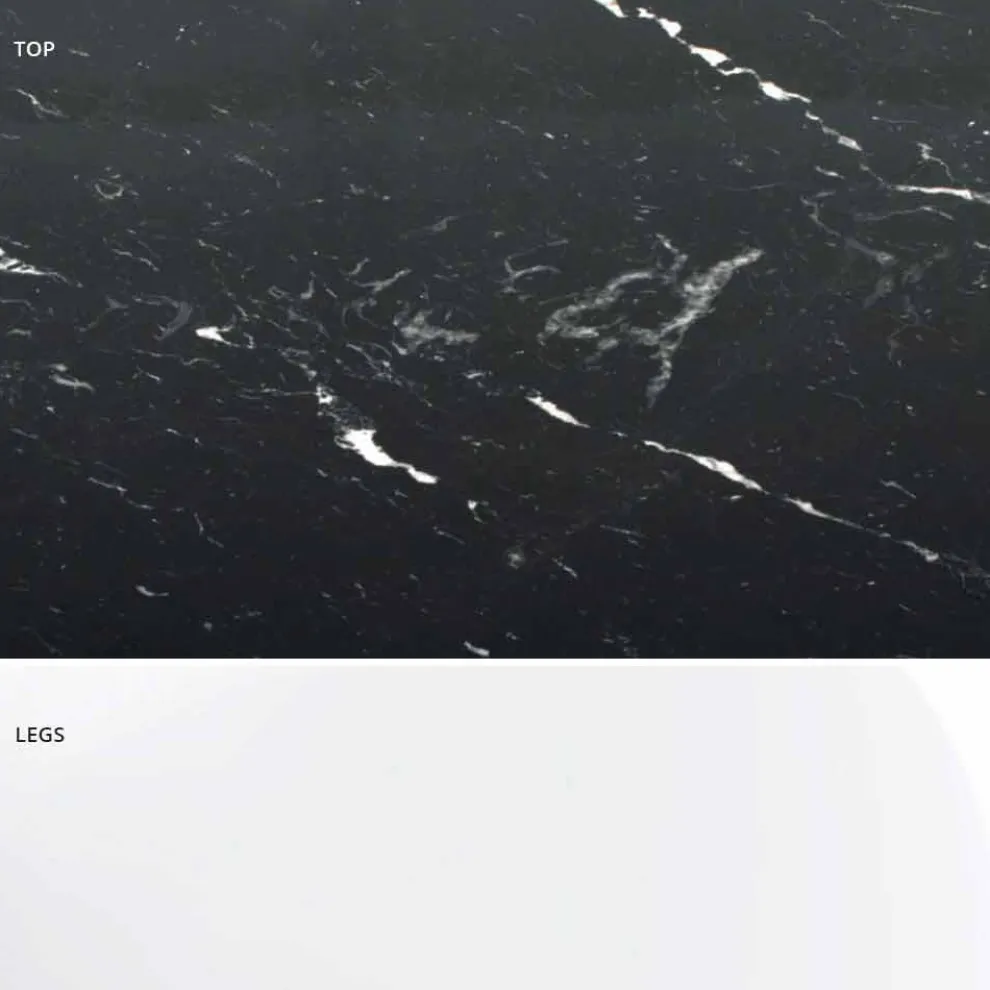 Moderner runder Tisch aus Carrara-Marmor und Marquinia, hergestellt in Italien – Dollars