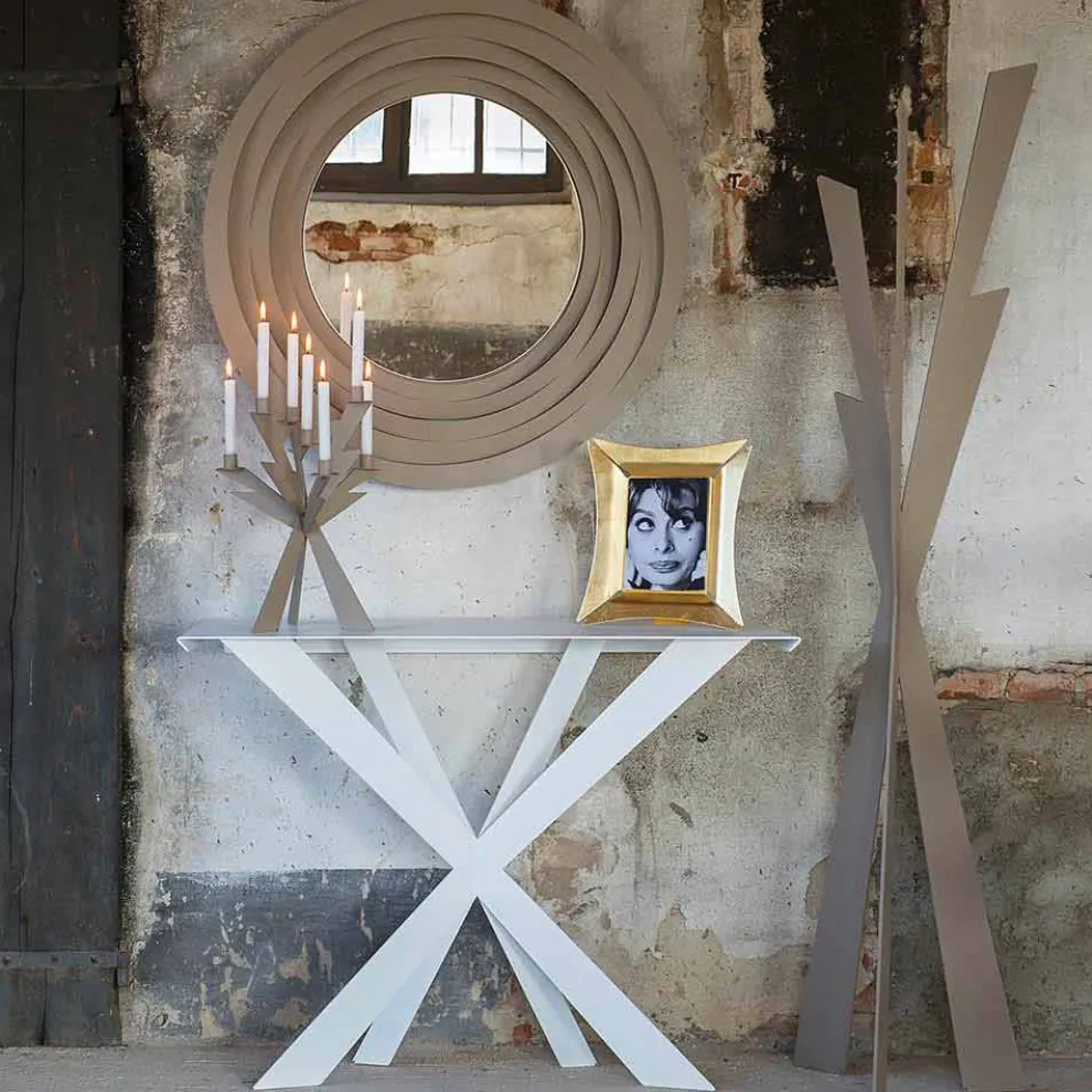 Moderner runder Wandspiegel aus farbigem Eisen Made in Italy - Origano