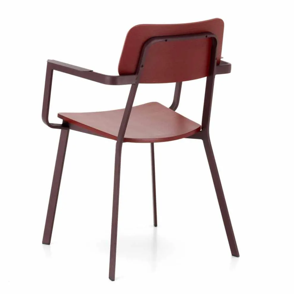 Moderner Sessel in modernem Design aus Metall und Holz 4 Stück -Elmas