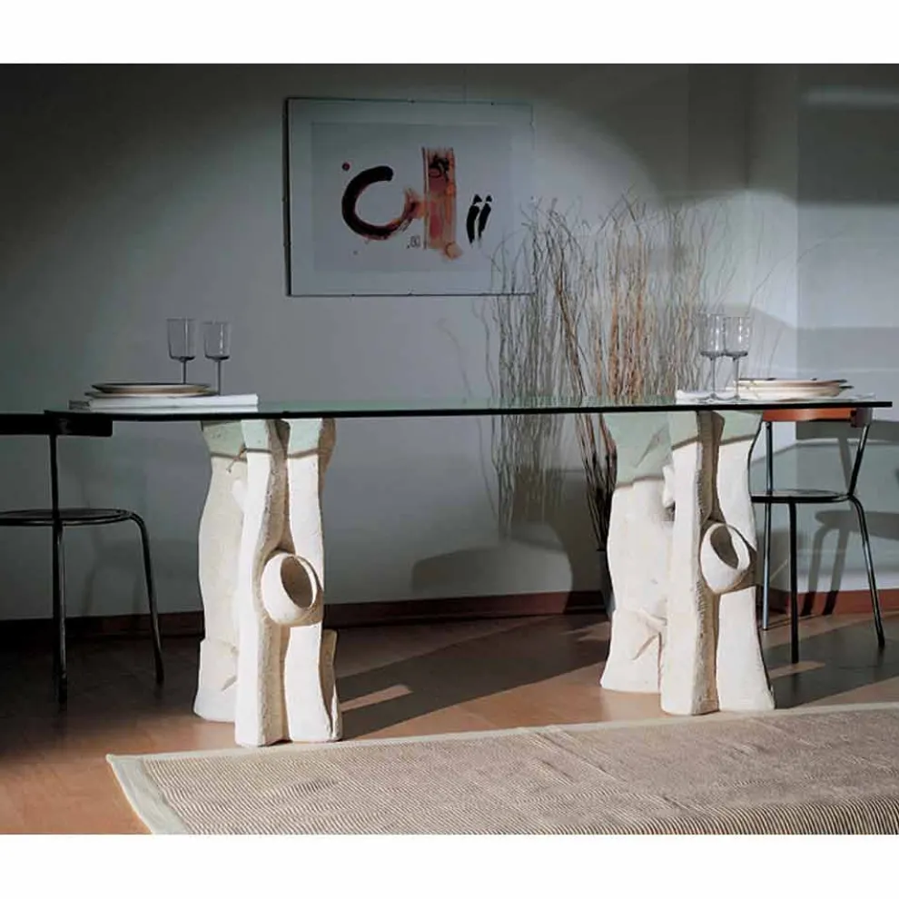 Moderner Tisch aus Stein und Kristall Daiana