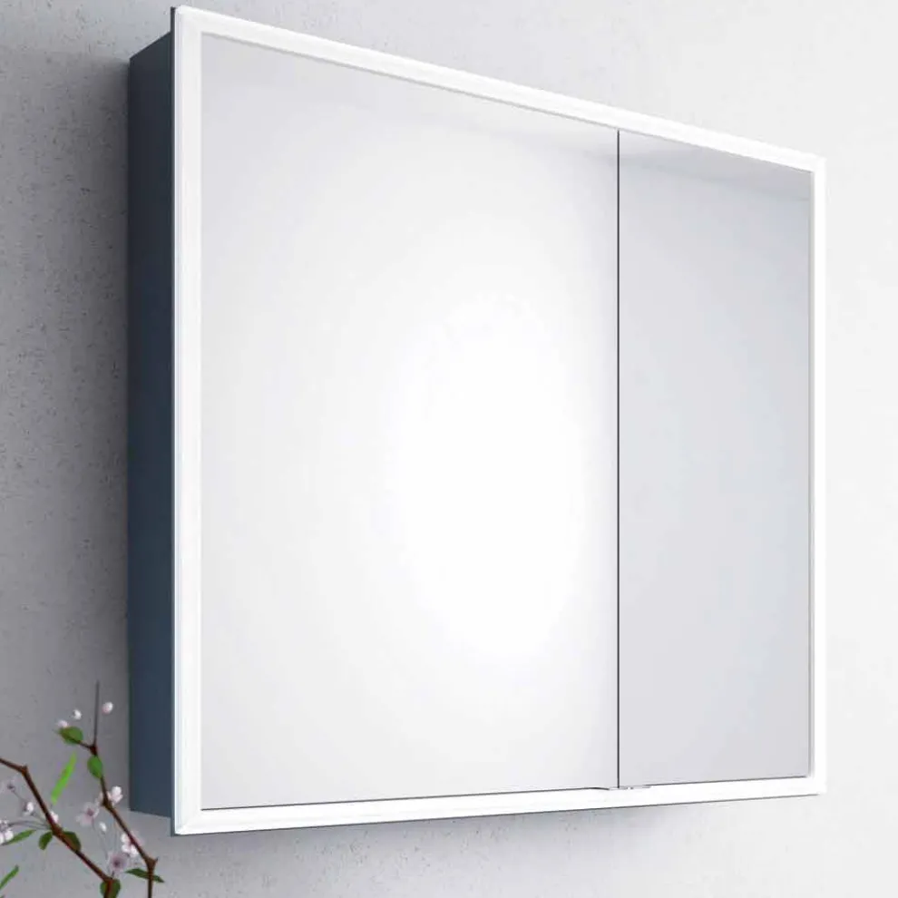 Moderner 2-türiger Wandspiegel, LED-Beleuchtung, Adele