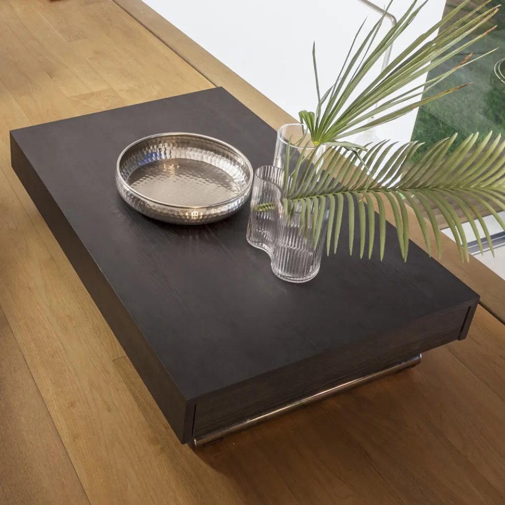 Moderner verwandelbarer Couchtisch aus Metall und Holz Made in Italy - Universe