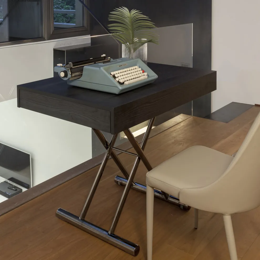 Moderner verwandelbarer Couchtisch aus Metall und Holz Made in Italy - Universe