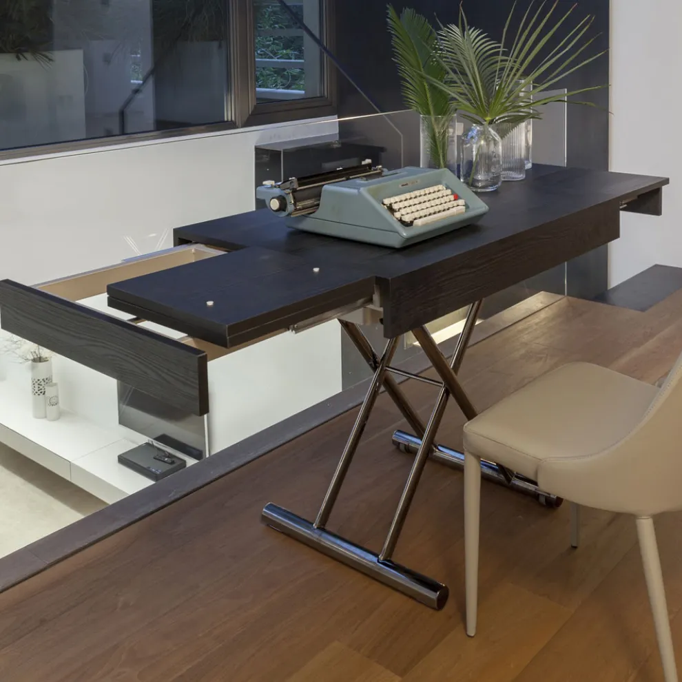 Moderner verwandelbarer Couchtisch aus Metall und Holz Made in Italy - Universe