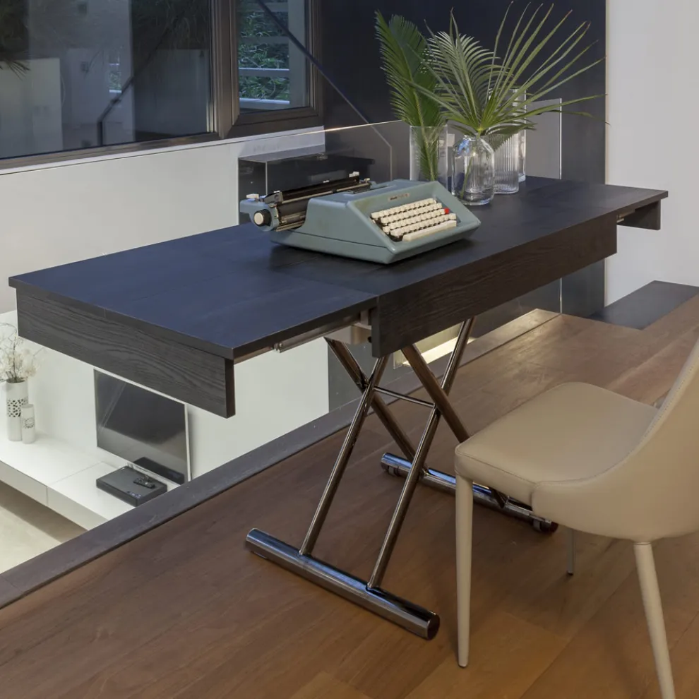 Moderner verwandelbarer Couchtisch aus Metall und Holz Made in Italy - Universe