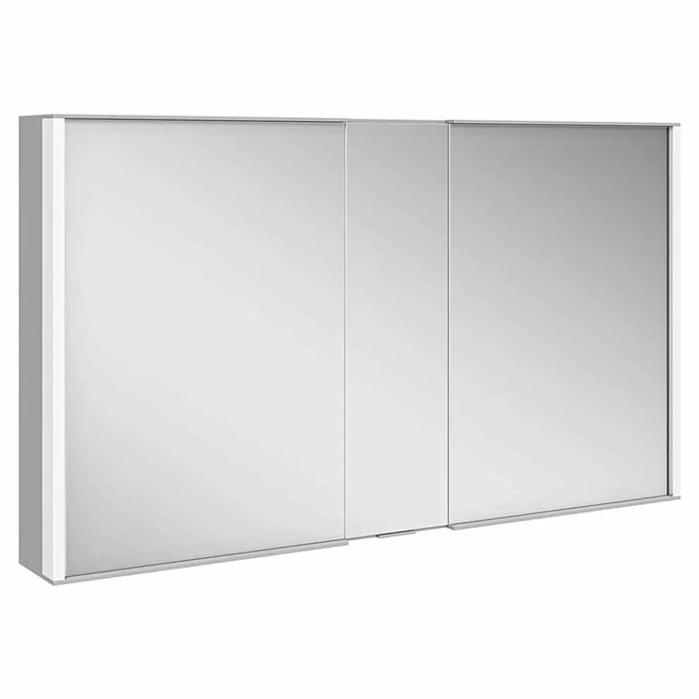 Moderner Wandspiegel mit 3 Türen aus silber lackiertem Aluminium - Demon