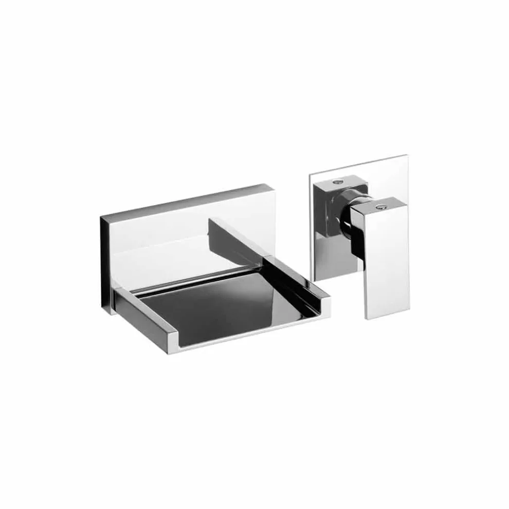 Moderner Wand-Waschtischmischer mit Wasserfallauslauf Made in Italy - Bibo