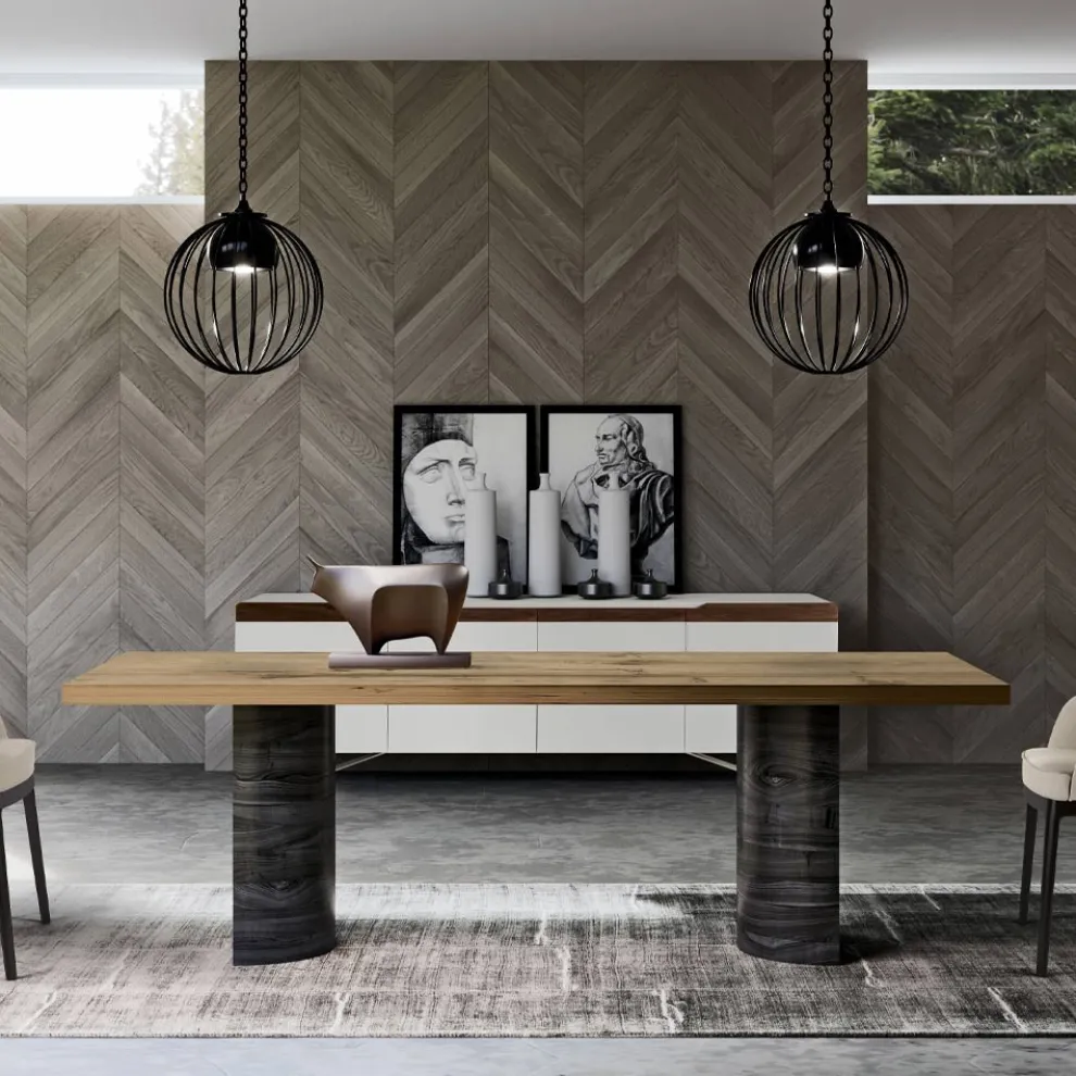 Moderner Wohnbereichtisch aus Massivholz, hergestellt in Italien – Catrin