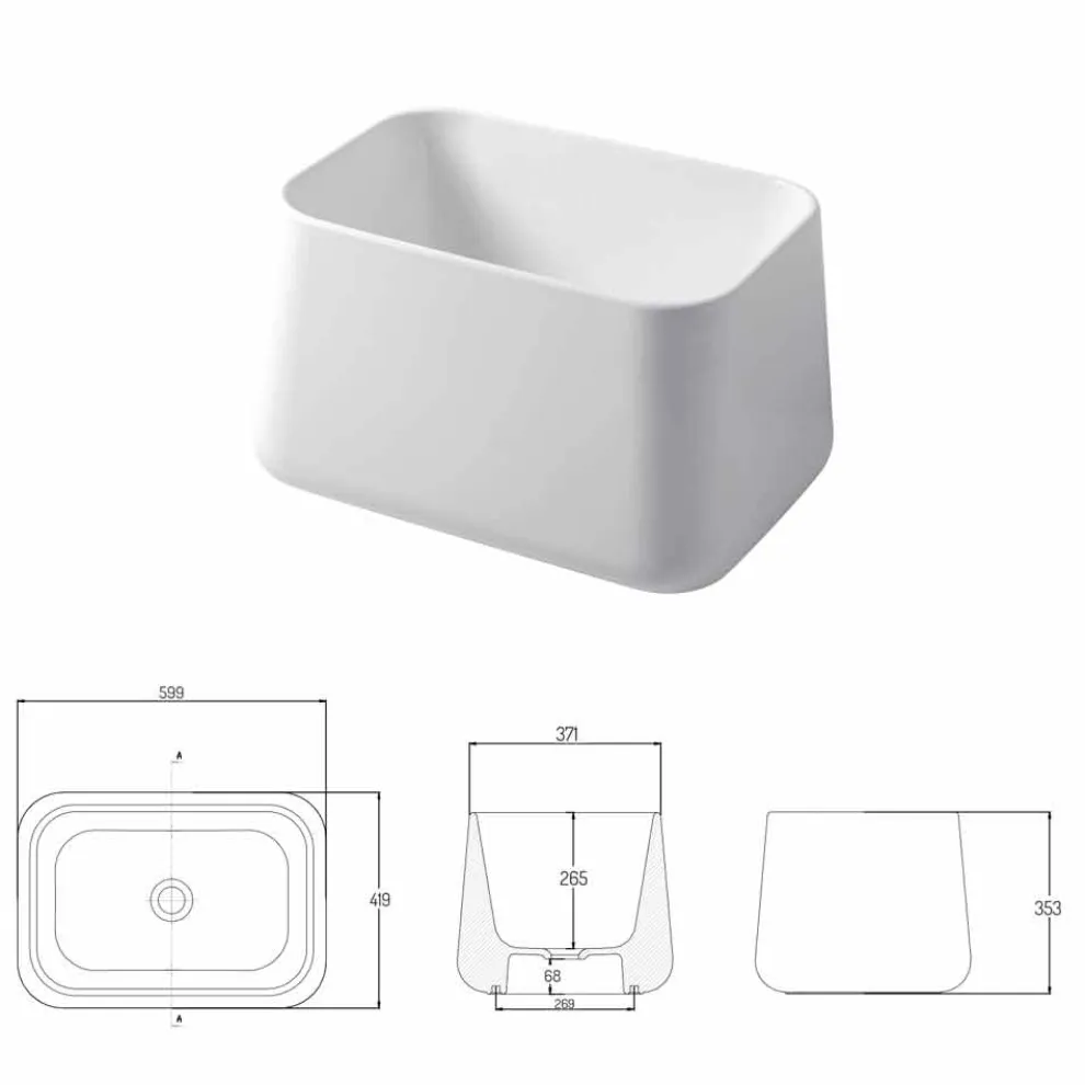 Modernes Aufsatzspülbecken aus Keramik Made in Italy, Oliena