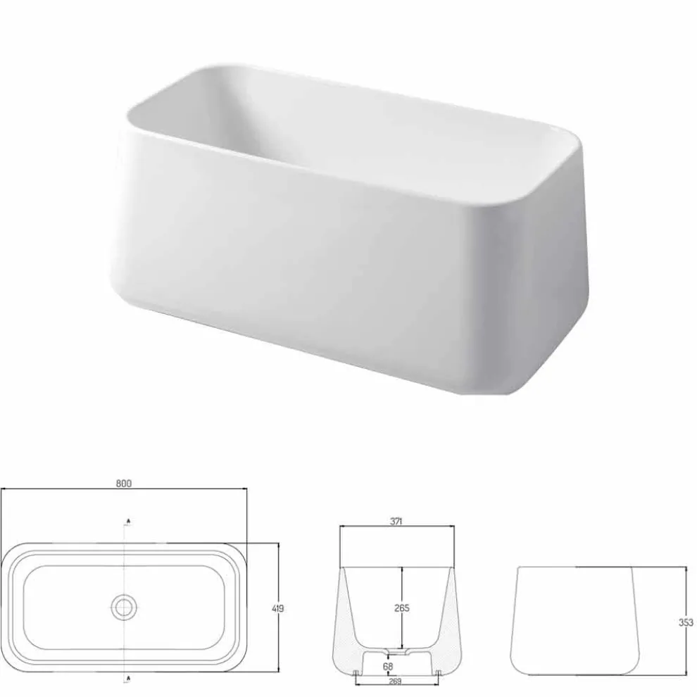 Modernes Aufsatzspülbecken aus Keramik Made in Italy, Oliena