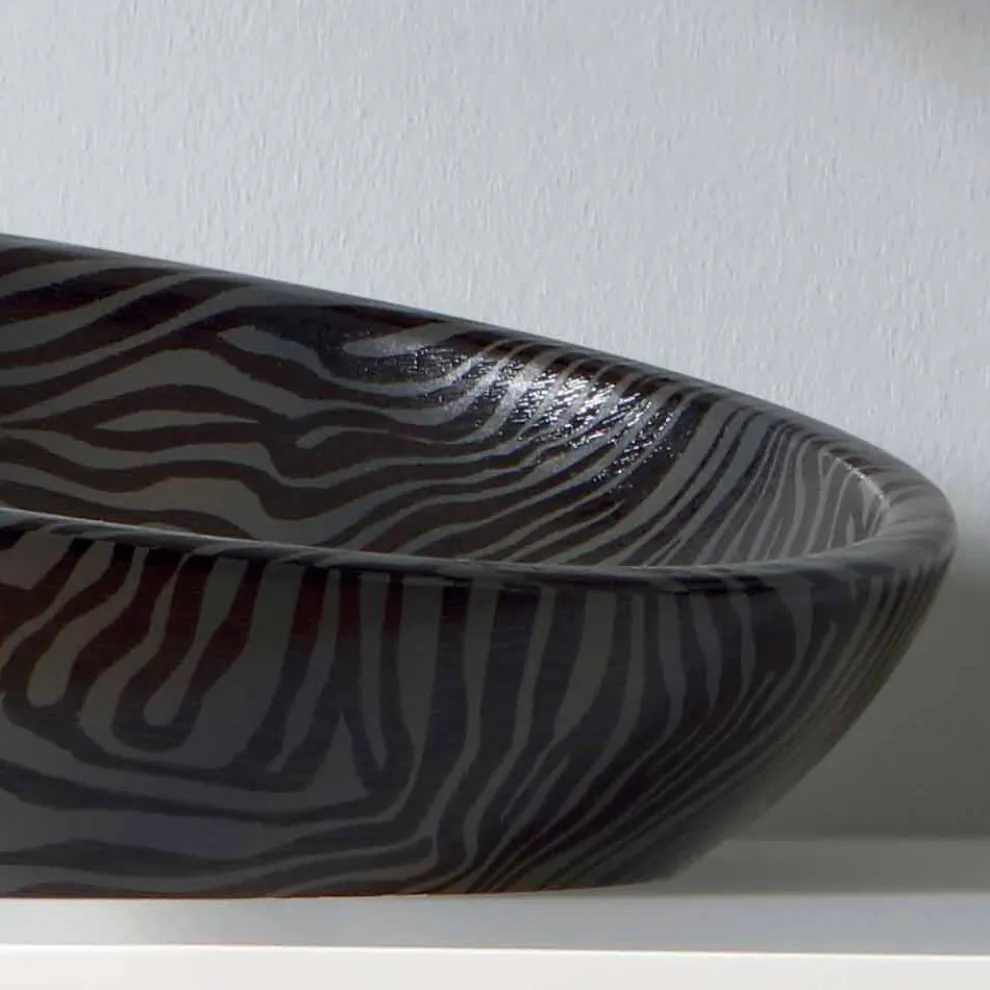 Modernes Aufsatzwaschbecken aus Keramik mit silberfarbener Keramik made in Italy Glossy