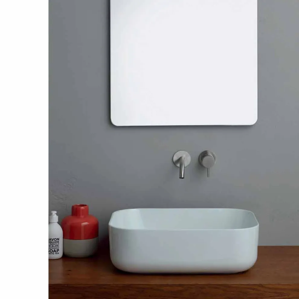 Modernes Aufsatzwaschbecken aus weißer oder farbiger Keramik Star 50x37 cm