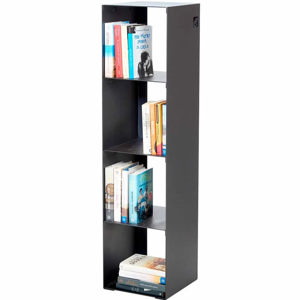 Modernes Boden Bücherregal in Schwarz, Rot, Weiß, Grau Eisen Made in Italy - Cauro