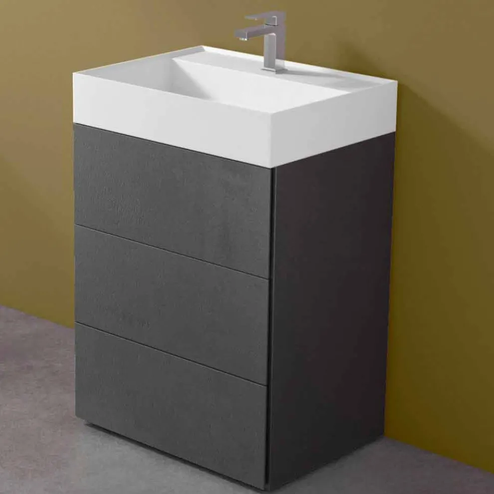 Modernes Design Boden Badezimmerschrank aus Laminat mit Harz Waschbecken - Pompei