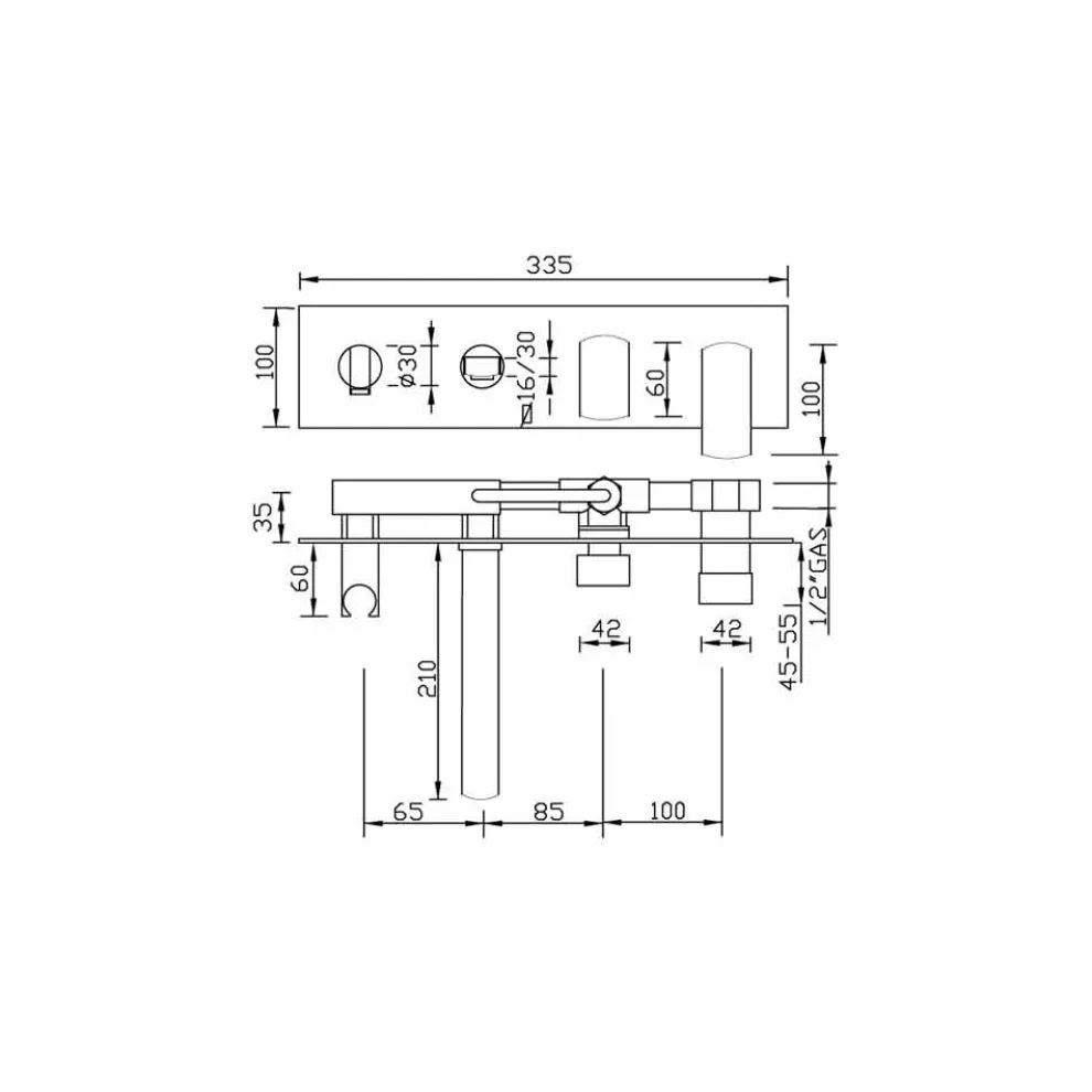 Modernes Design Eingebauter Bademischer aus Messing Made in Italy - Sika