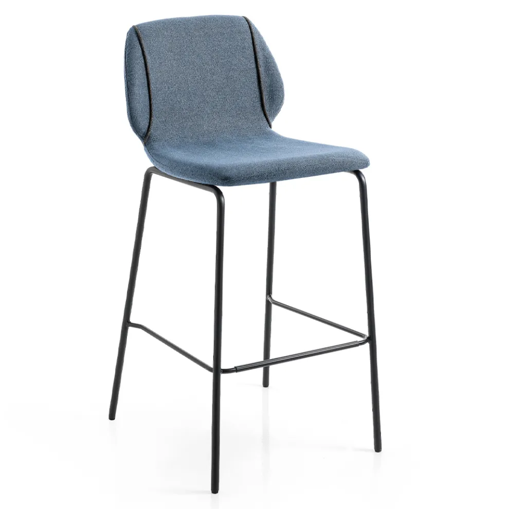 Modernes Design Eleganter Wohnzimmerhocker aus Stoff mit Bordüre - Scarat