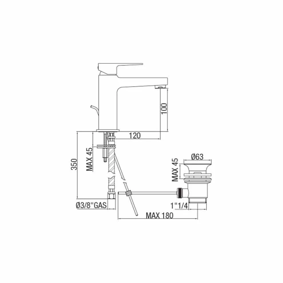 Modernes Design Messing Waschtischmischer Made in Italy - Sindra