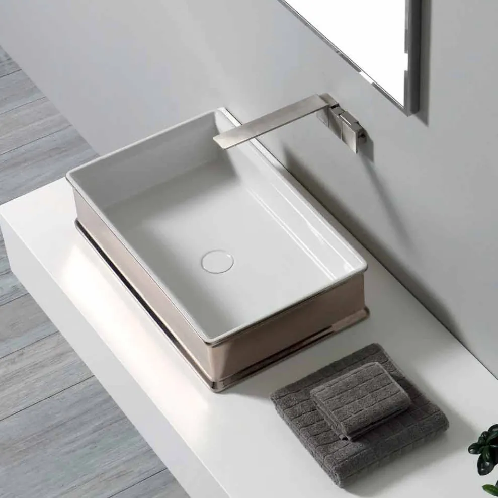 Modernes dontem Aufsatzwaschbecken aus Keramik made in Italy Debora