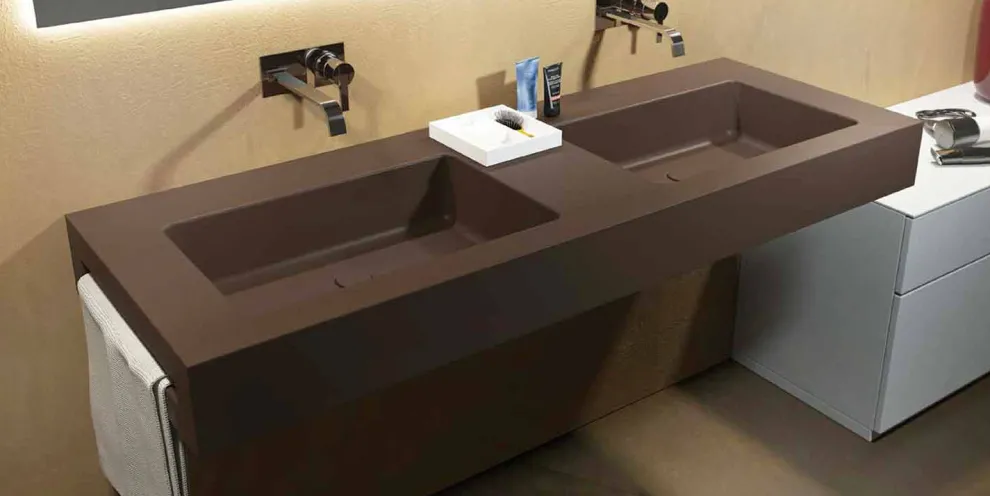 Modernes doppelte Wand Hängewaschbecken aus Luxolid made in Italy, Ruffano