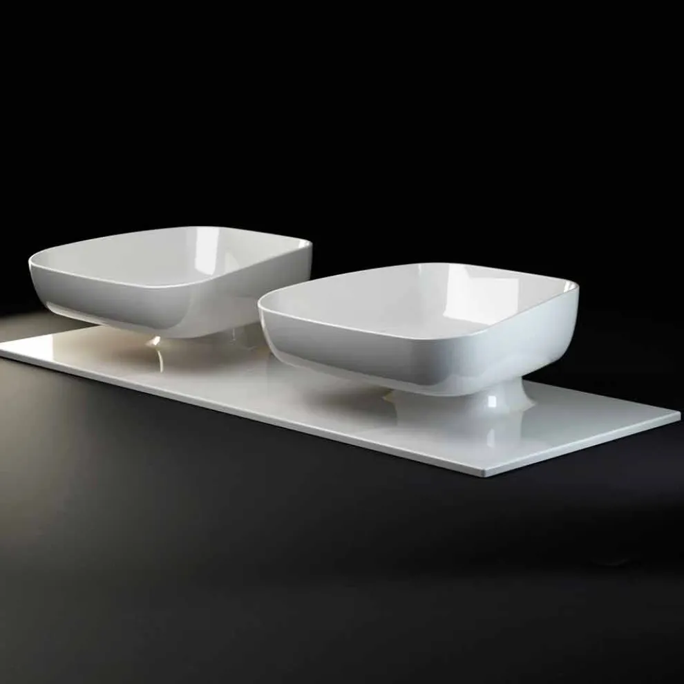 Modernes Doppelwaschbecken aus italienischer Keramik, Reale